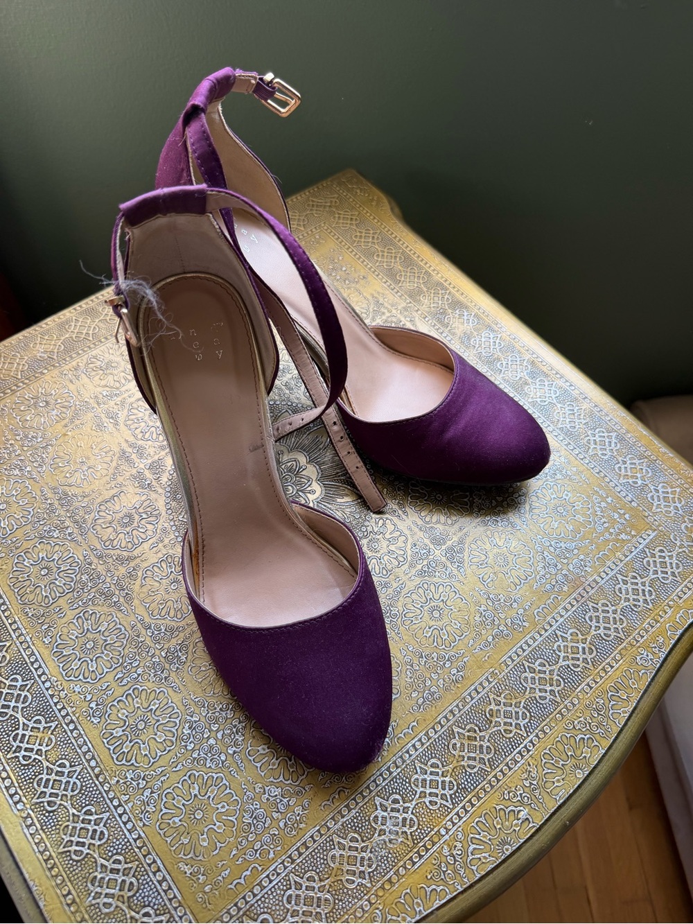 a new day Purple Ankle Strap Pointed Toe Heels